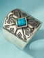 Fashion Silver Alloy Engraved Turquoise Ring