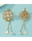 Fashion Gold Alloy Pearl Butterfly Tassel Earrings