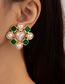 Fashion Gold Alloy Geometric Heart Pearl Stud Earrings