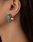 Fashion Green Alloy Diamond C-shaped Ear Clip Earrings