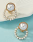 Fashion Gold Alloy Pearl Round Stud Earrings