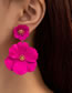 Fashion Rose Red Alloy Spray Paint Multi-layer Flower Earrings