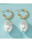 Fashion Small Metal Pearl C-hoop Earrings
