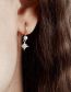 Fashion Platinum Metal Diamond And Pearl Octagram Earrings