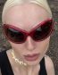 Fashion Rose Red Frame Red Mercury Metal Letter Cat-eye Oversized Frame Sunglasses