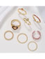 Fashion Gold Alloy Drip Oil Heart Geometric Ring Set
