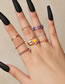 Fashion Gold Alloy Drip Oil Smiley Geometric Ring Set