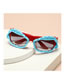 Fashion Red Frame Blue Double Gray Pc Irregular Sunglasses