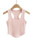 Fashion Pink Polyester Knit Crewneck Tank Top Vest