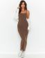 Fashion Brown Solid Color Slip Dress