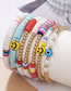 Fashion Color Colored Polymer Clay Gold Beads Beaded Smiley Face Eyes Rice Bead Bracelet Set