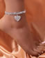 Fashion Silver Metal Diamond Geometric Heart Anklet