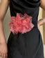 Fashion Black Mesh Sequins Imitation Flower Elastic Wide Girdle