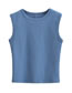 Fashion Blue Polyester Round Neck Sleeveless Pullover Vest