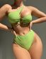 Fashion Green Polyester Pleated One-shoulder Cutout Two-piece Swimsuit