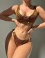 Fashion Brown Polyester Glitter Hollow Two-piece Swimsuit