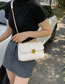 Fashion White Pu Rhombus Lock Flip Crossbody Bag
