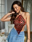 Fashion Red Acrylic Heart Sequin Halter Top