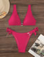 Fashion Rose Red Polyester Ruched Tie One-piece Swimsuit