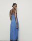 Fashion Blue Printed Slit Dress