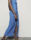 Fashion Blue Printed Slit Dress