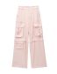 Fashion Pink Silk-satin Cargo Trousers With Oversized Pockets