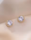 Fashion Set {x2162 E408} Titanium Steel Diamond Round Necklace And Stud Earrings Set