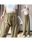 Fashion Little Gray Guy Textured Acrylic Pleated Wide-leg Trousers