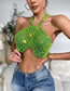 Fashion Fluorescent Green Acrylic Sequined Halter Tank Top