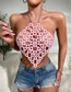 Fashion Pink Acrylic Heart Sequin Halter Tank Top