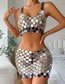 Fashion Silver And Black Acrylic Sequined Tank Skirt Set