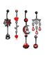 Fashion 6 Piece Set Stainless Steel Diamond Water Drop Spider Ghost Claw Moon Flower Piercing Navel Ring
