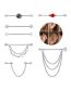 Fashion Black Drop Ear Stud (single) Titanium Steel Geometric Flower Piercing Earbone Chain