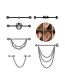 Fashion Black 6-piece Ear Cuff Set Titanium Steel Geometric Five-pointed Star Lotus Bat Cross Chain Piercing Ear Bone Chain Set