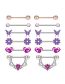 Fashion Set Of 8 Stainless Steel Diamond Butterfly Piercing Breast Ring Set