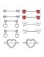 Fashion Set 6 Stainless Steel Diamond Heart Moon Snake Piercing Breast Ring Set