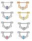 Fashion Silver Pink Diamond Titanium Steel Diamond U-shaped Hollow Piercing Nipple Ring