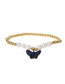 Fashion Blue Sand Butterfly Gold Plated Copper Pearl Beaded Agate Butterfly Bracelet
