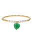 Fashion Greenstone Gold Plated Copper Pearl Beaded Heart Bracelet