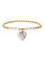Fashion Blue Sand Gold Plated Copper Pearl Beaded Heart Bracelet