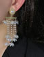 Fashion Gold Long Flower Pearl Tassel Earrings