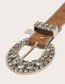 Fashion Pattern Leather Car Silver Edge Beads (rhinestone Buckle) Textured Rhinestone Buckle Wide Belt
