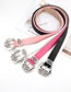 Fashion 3.3cm Pin Buckle 2-piece Set (cross Flower) Rose Red Faux Leather Perforated Pin Buckle Wide Belt