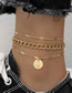 Fashion Gold Metal Geometric Medal Chain Bracelet Set