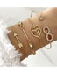 Fashion Gold Alloy Diamond Heart Arrow Bracelet Set