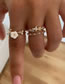 Fashion Gold Alloy Diamond Flower Geometric Ring Set