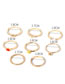 Fashion Gold Alloy Diamond Starfish Geometric Ring Set