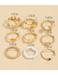 Fashion Gold Alloy Heart Eye Pearl Ring Set