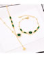 Fashion Necklace+bracelet Titanium Steel Square Zirconium Oval Necklace Bracelet Set