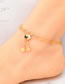 Fashion Gold Titanium Steel Shell Butterfly Petal Tassel Square Zirconia Double Layer Anklet